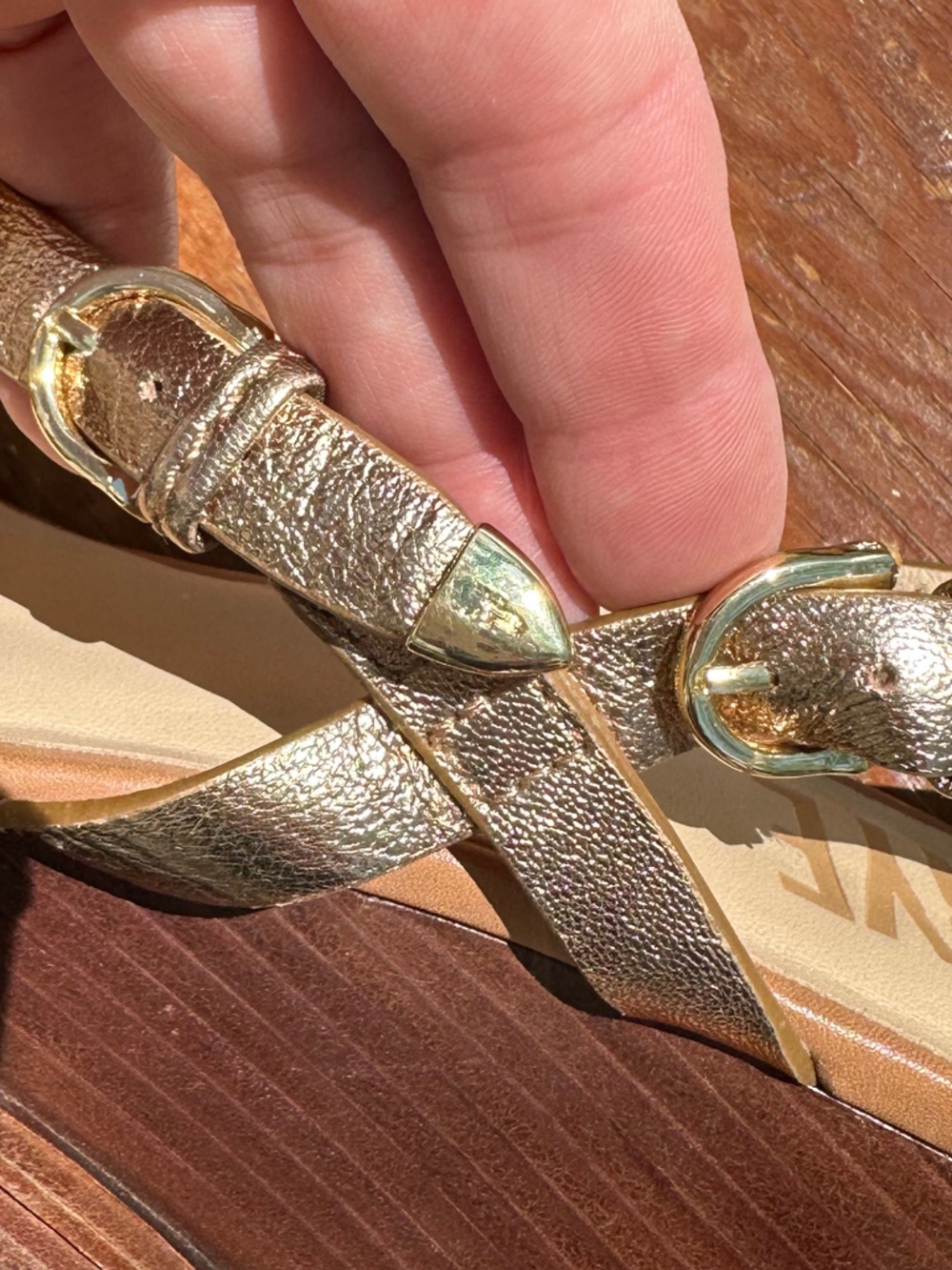 Frye Rachel Metallic Buckle Wedge Sandals - Picture 6 of 16